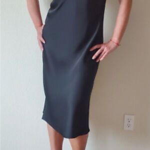 SAM EDELMAN Satin Slip Midi Black Dress size 10